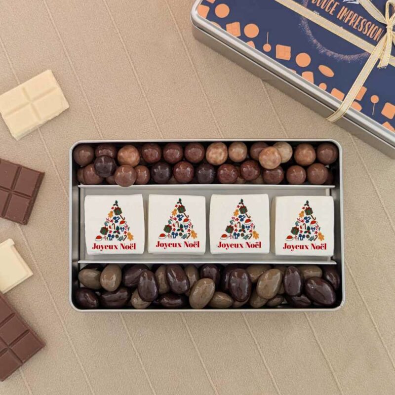 coffret cadeau de noel guimauves personnalisées et chocolats