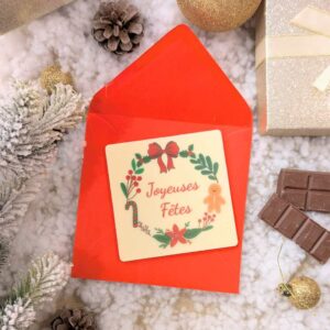 Carte de Noël en chocolat blanc personnalisable