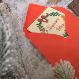 Chocolat blanc personnalisé pour carte de Noël