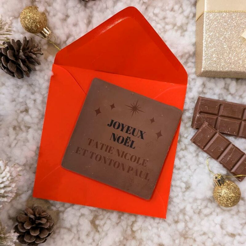 Tablette de chocolat personnalisée avec enveloppe de Noël