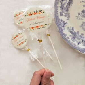 ucettes personnalisées mariage, saveurs naturelles et design floral romantique.