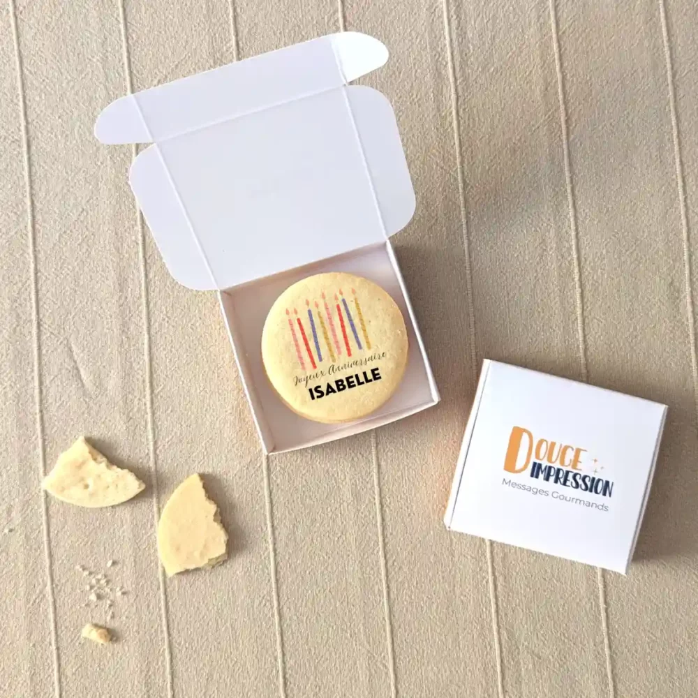 mini boîte de 3 biscuits sablés personnalisés joyeux anniversaire