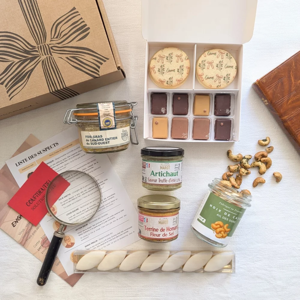 box gourmande de noël avec message vidéo personnalisé, escape game maison