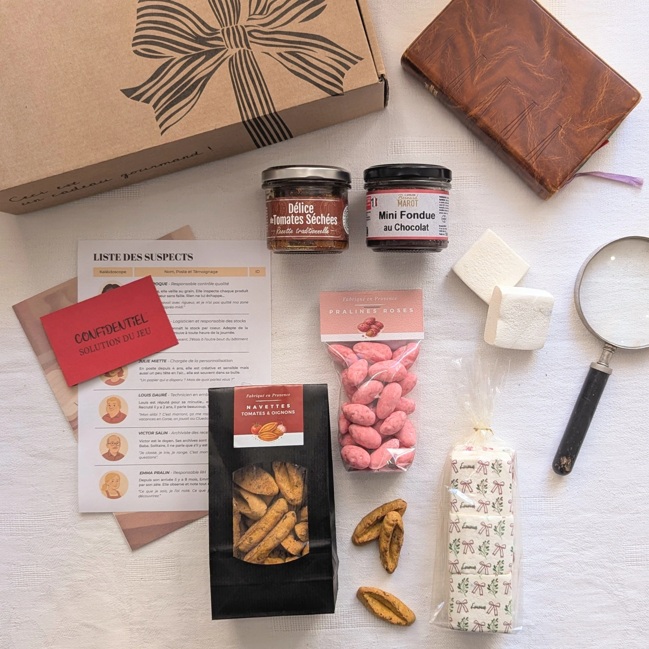 box enquête gourmande pour team building noël, coffret gourmet entreprise