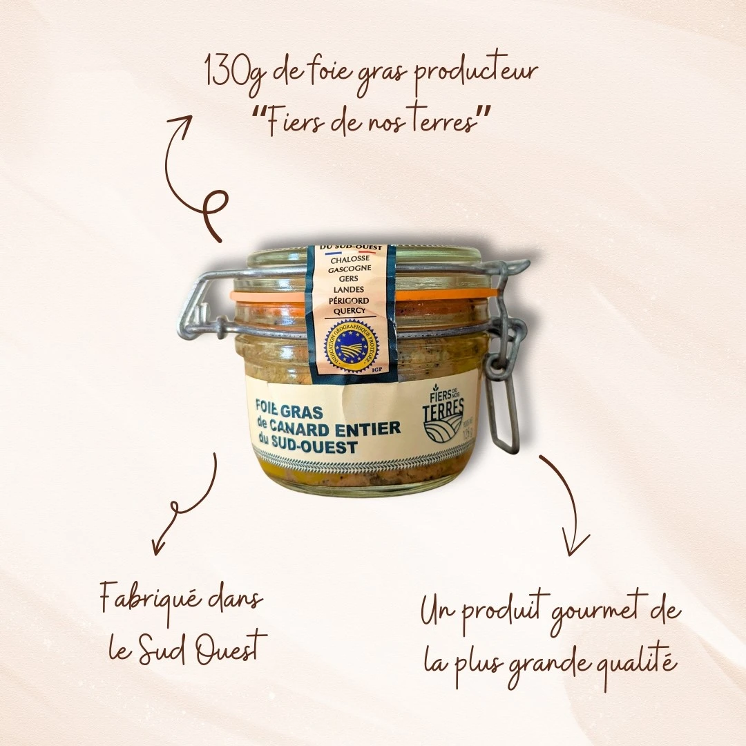 Foie gras de canard du sud ouest dans panier garni artisanal